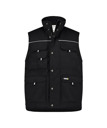 Mons Weste XL, schwarz - vielseitige Arbeitsweste - Arbeits- & Schutzkleidung mit verstellbarem Bund, wärmeisolierender Wattierung und zahlreichen Taschen für optimale Funktionalität und Komfort.