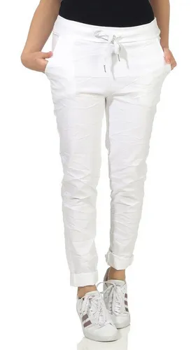 CLEO STYLE Stoffhose Damen Jogginghose 88 Weiß - Stoffhose für Damen in Weiß, bequem und stylisch, ideal für Freizeit und sportliche Aktivitäten, Größen 34-38.