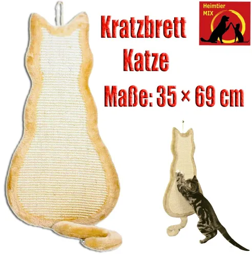 Trixie Kratzbrett Katze Sisalteppich Plüsch 35 × 69cm natur beige Wandkratzbrett