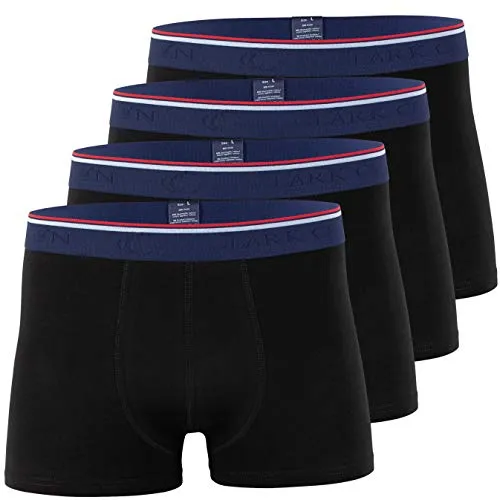 CC Clark Crown Herren Modal Boxershorts (4er Pack), Retroshorts in weicher Modal Cotton Qualität in Grösse XL, Schwarz