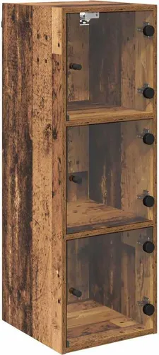vidaXL Wandschrank Wandmontiert aus Altholz - TV-Bank & Lowboard, stilvolles Design mit Glastüren für optimalen Stauraum und platzsparende Wandmontage