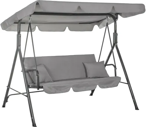 Hollywoodschaukel Gartenschaukel 3er Schaukelbank Hängeschaukel - Grau