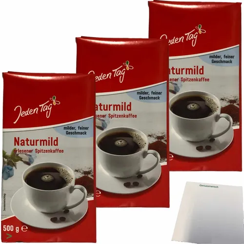 Jeden Tag Kaffee Naturmild erlesener Spitzenkaffee 3x500g Packung usy Block