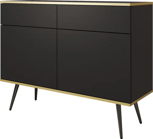 Kommode: Schwarz, Schwarze Beine, 107x85x39 cm