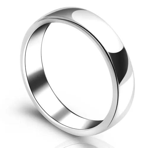 Tony Fein Ring Schlicht 5mm 925er Sterling Silber Rhodiniert Gravur Bandring für Damen und Herren Made in Italy