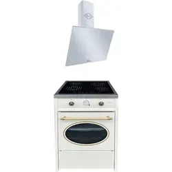 GURARI GCH E 612 Cr r Induktions Standherd + GCH 286 WH 6 Prime Dunstabzugshaube 60cm - Creme