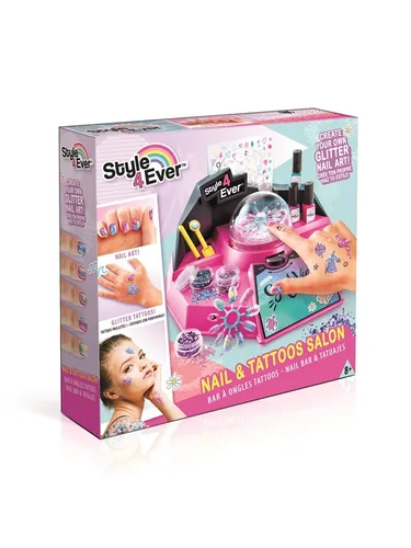 Style 4 Ever Glitzer-Nägel und Tattoo-Salon - Kreativ Spiele für Kinder ab 8 Jahren. Erschaffe beeindruckende Glitzer-Nagelkunst mit diesem kompletten Set, inklusive Glitzermaschine, Nagellacken und Tattoos.