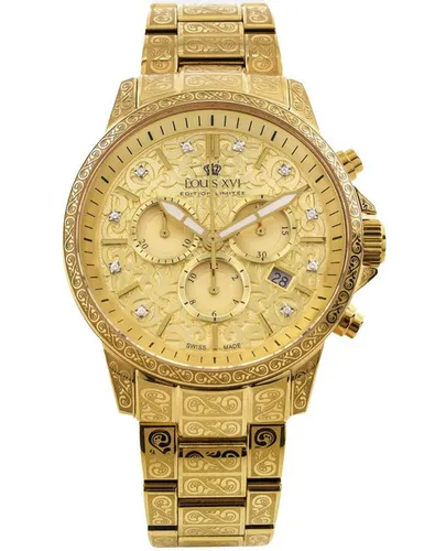 LOUIS XVI Quarzuhr LXVI1801 - Limited Edition Chrono mit Diamanten - Luxuriöse Herrenuhr aus der Palais Royal 2.0 Serie, 43mm, 5ATM wasserdicht, mit edlen Diamanten besetzt und präzisem Swiss Made Uhrwerk.