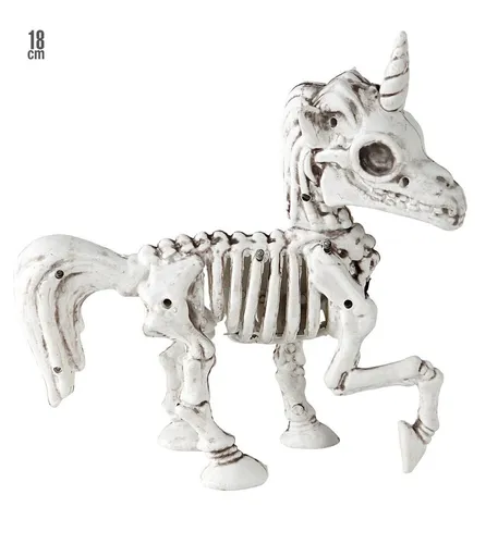 SKELETT HALLOWEEN DEKO EINHORN EINHORNSKELETT 18 CM NEU