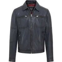 Blaue klassische Bikerjacke aus Leder für Herren - Bettles