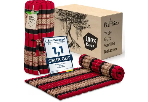 Reisebett-Matratzen Rollmatte 75 cm breit, vegan und handgefertigt, 200x75x4,5cm, livasia, 4.5 cm hoch, Kapok