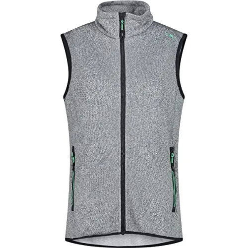 CMP Woman Vest glacier-cemento (20UG) 36 - Funktionsjacke für Damen, ideal für die Zwischensaison, aus hochwertigem Knit-Tech-Fleece mit melangierter Oberfläche und praktischem Reißverschluss. Perfekt als Mid-Layer für kalte Tage.