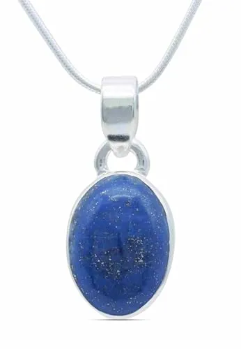 mantraroma echt Silberkette mit Lapis Lazuli blauer Edelstein Damen Kettenanhänger 925 Sterlingsilber Halskette Geschenk (AK3-081-06-40)