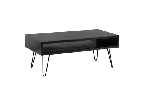 WOHNLING Couchtisch aus Mango Massivholz - Moderner rechteckiger Couchtisch mit praktischem Ablagefach, handgefertigt aus einzigartigem Mango Massivholz, ideal für stilvolle Wohnzimmer.