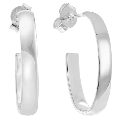 trendor Paar Creolen 925 Silber Steck-Creolen 20 mm - Modische Steck-Creolen aus rhodiniertem Sterlingsilber 925, die Anlaufen verhindern und strahlenden Glanz bieten. Ideal für jeden Anlass, Länge 20 mm, inklusive Mikrofaser-Pflegetuch.