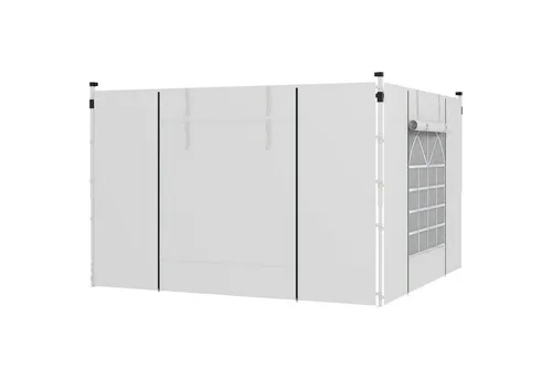 Outsunny Seitenwände für Pavillons - 143B x 130H cm - weiß - Ersatzseitenwände für 3 x 3m oder 3 x 6m Faltpavillons, aus strapazierfähigem Oxfordpolyester mit doppellagigen Fenstern und Reißverschlusstüren für einfachen Zugang.