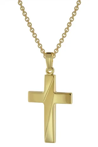 trendor Kette mit Kreuz-Anhänger für Gold auf Silber - Ketten mit Anhänger, aus 925 Sterlingsilber, 45 cm lang, glänzende Optik mit edlem Kreuz-Anhänger – perfekt für stilvolle Akzente.