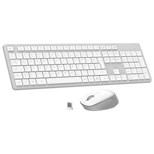 LeadsaiL K786 Kabelloses Tastatur und Maus Set – Flüsterleiser Tastenanschlag mit 2.4 GHz USB-Empfänger