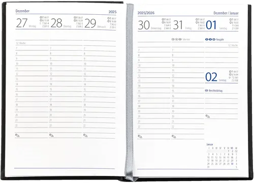 GÜSS Taschenkalender 1W.= 2S., Einband Tucson schwarz 2026
