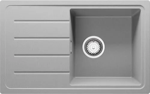 PRIMAGRAN Spülbecken Grau 70x44cm, Granitspüle 1 Becken + Ablauf-Set, Küchenspüle ab 45er Unterschrank - Kopenhagen Easy S023
