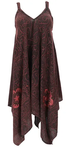 Plus Size Kleid, Hängerchen, besticktes Sommerkleid - rotbraun