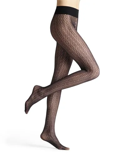 FALKE Damen Strumpfhose Baroque Gem 30 DEN W Ti transparent gemustert 1 Stück, Schwarz Black 3009, S