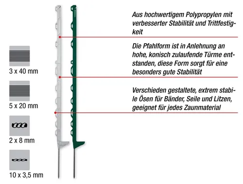horizont Kunststoffpfahl turbomax® smart post I 115 cm I grün I 10 Stück