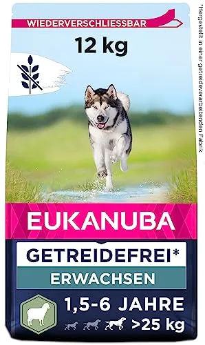 Eukanuba Hundefutter getreidefrei mit Lamm für große Rassen - Trockenfutter für ausgewachsene Hunde, 12 kg