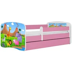 Raumhirsch Furniture Kinderbett Rosa 70x140 cm - Kinderzimmermöbel mit abnehmbarer Schutzschiene für maximale Sicherheit und geräumiger Schublade für praktischen Stauraum. In modernem Rosa für eine gemütliche Atmosphäre.