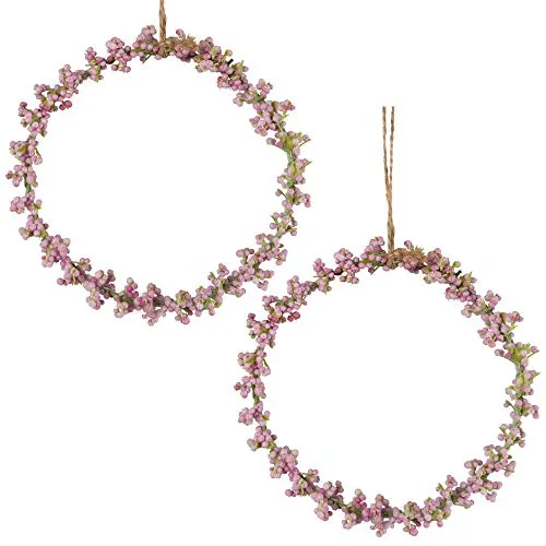 matches21 Schleierkraut Ring Blumenreif Dekoration rosa Fensterdekoration Frühlingsdekoration Fensterhänger 2er Set Ø 11 cm
