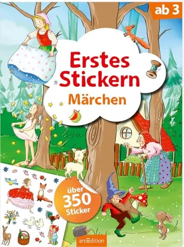 Erstes Stickern – Märchen: Über 350 Sticker | Erstes Stickerheft für Kindergarten-Kinder ab 3 Jahren