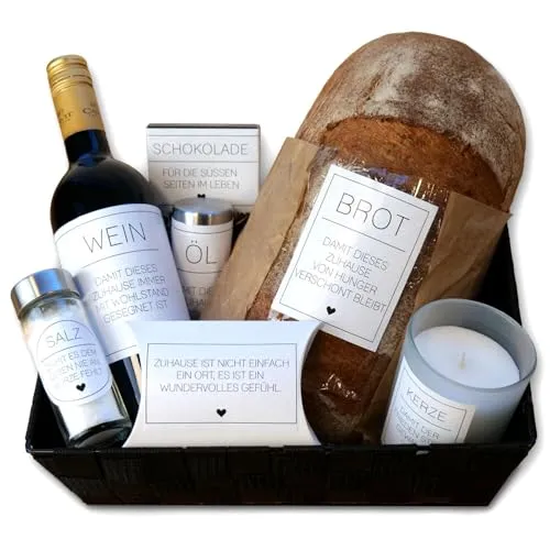 younikat Aufkleber zum Einzug I 7 Stück I Etiketten für Brot Salz Wein Einzugsgeschenk Einweihung I Motiv Leinen I Einweihungsgeschenk-Idee I Geschenk zum Umzug I dv1536