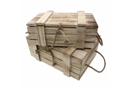 UNUS HOME Dekokiste Holz-Kisten mit Deckel 2er Set (2 St., 2er Set Groß: 36x14,5x24cm, Klein: 30x10x18,5cm (BxHxT)