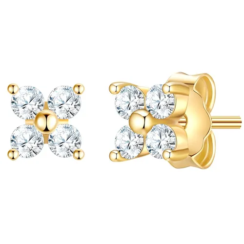 Glanzstücke München Damen Blume Ohrstecker - Elegante Blume aus gelbvergoldetem 925/- Sterling Silber mit funkelndem Zirkon, ideal für besondere Anlässe und tägliche Eleganz.