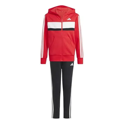 adidas Unisex Kinder SEASONAL ESSENTIALS TIBERIO FLEECE TRACKSUIT - Trainingsbekleidung aus 70 % recyceltem Material, mit Kängurutaschen und elastischem Bund für optimalen Komfort und Bewegungsfreiheit.