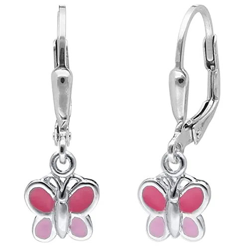 trendor Kinder-Ohrringe für Mädchen 925 Silber Schmetterling zauberhafter Ohrschmuck für Mädchen aus Sterlingsilber, elegante Geschenkidee für Kids 41589
