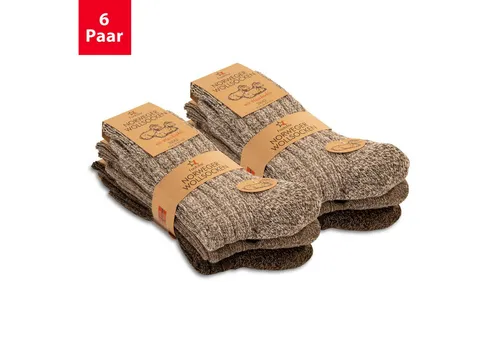Footstar Norwegersocken Winter - 6 Paar Frottee Plüschsohle - Socken für kalte Tage, mit softem Frottee für höchsten Komfort. Hoher Woll-Anteil sorgt für Langlebigkeit und Wärme, ideal für gemütliche Winterabende.