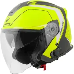 Bogotto H586 BT Illus Bluetooth Jethelm, schwarz matt/gelb, L