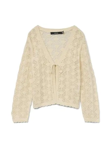 Vero Moda Cardigan in Sand - M - Strickjacken mit V-Ausschnitt und 7/8-Ärmeln, ideal für einen lässigen Look und aus leichtem Material für angenehmen Tragekomfort.
