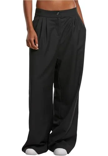 Urban Classics Damen Hose Ladies Wide Leg Pants, extra Lange Damen Hose mit weitem Bein, lockerer Schnitt, Größen 26-36
