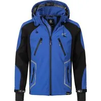 Rock Creek Herren Softshell Jacke H-230 - Blau S - Outdoor Softshelljacke für Herren, wasserabweisend und winddicht, ideal für Freizeit und Aktivitäten im Freien. Hochwertige Verarbeitung mit abnehmbarer Kapuze und reflektierenden Details für mehr Sicherheit.