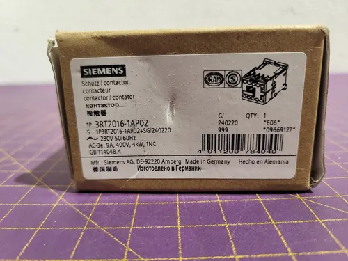 Siemens 3RT2016-1AP02 Schütz 3 Schließer 4kW 230 V/AC 9A _0,24_5