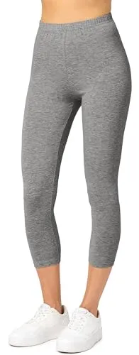 Merry Style Damen Leggings 3/4 aus Baumwolle mit Stretch – Leichte Capri Leggings Damen aus atmungsaktiver, elastischer Baumwolle, ideal für Yoga Sport Freizeit Reisen MS10-199 (Mittel Melange,XS)