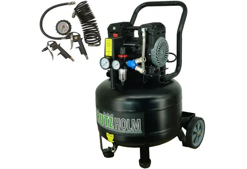 TRUTZHOLM Silent Flüsterkompressor 36L - Leise 900 W Kompressor - Kompressor für Werkstatt & Garage, extrem leise mit nur 57 dB, ölfrei und wartungsarm. Ideal für vielseitige Druckluftarbeiten und einfach zu bewegen dank Rollen und Handgriff.
