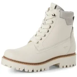 Winterboots TAMARIS, Damen, Gr. 40, sanftes weiß, Leder, unifarben, Schuhe Winterboots, Schnürboots, Outdoorschuh mit PrimaLoft-Ausstattung