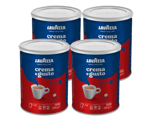 Lavazza Crema e Gusto Classico gemahlener Kaffee 250g 4er Pack - Genießen Sie den Lavazza Crema e Gusto Classico gemahlenen Kaffee im praktischen 4er Pack. Die harmonische Mischung aus Arabica und Robusta bietet ein intensives Aroma und eine cremige Konsistenz – perfekt für jeden Kaffeeliebhaber!