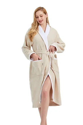 RAIKOU Bademantel Damen und Herren Luxuriöser Morgenmantel Sauna Wellness Mantel, Kimono-Kragen, Gürtel, Hochwertiges Material