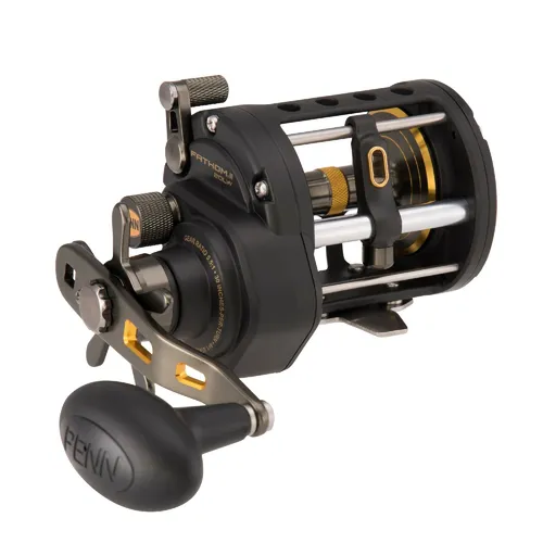 PENN Fathom II Level Wind Multirollen - Angelrollen mit HT-100 Carbon Bremsscheiben für optimale Bremskraft und einer robusten Voll-Aluminium-Spule, ideal für professionelle Angler.
