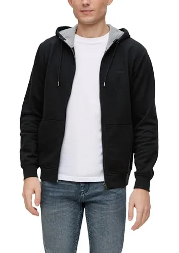 s.Oliver Sweatjacke - Regular Fit Schwarz M (46/48) - Sweatshirts aus 60% Baumwolle und 40% Polyester, bequem und ideal für lässige Looks.