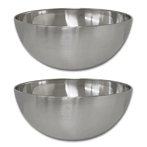 HAC24 2er Set Schüssel Edelstahl Ø20 cm Servierschüssel Rührschüssel Edelstahlschüssel 1,75 l Snackschüssel Küchenschüssel Servierschale